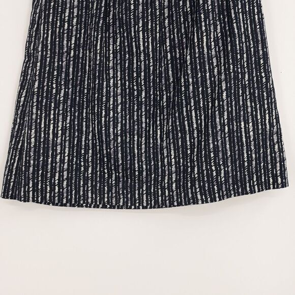Ann Taylor Loft Linen Mini A-line Skirt Vertical Striped Ribbon Waist Blk Sz 8 - Picture 4 of 12